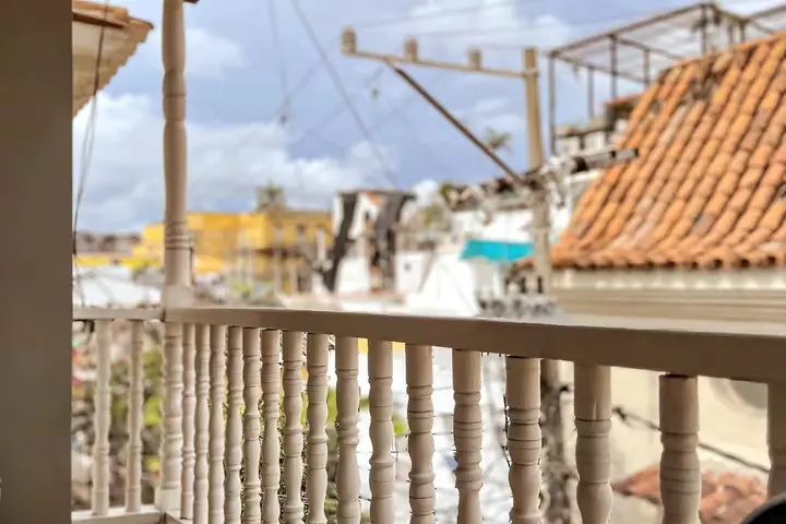View from the balcony over Getsemaní rooftops