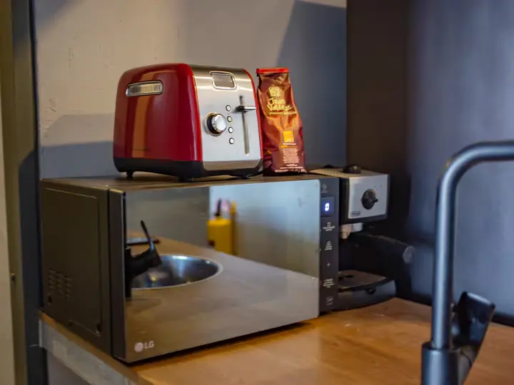 Toaster, microwave and coffee maker